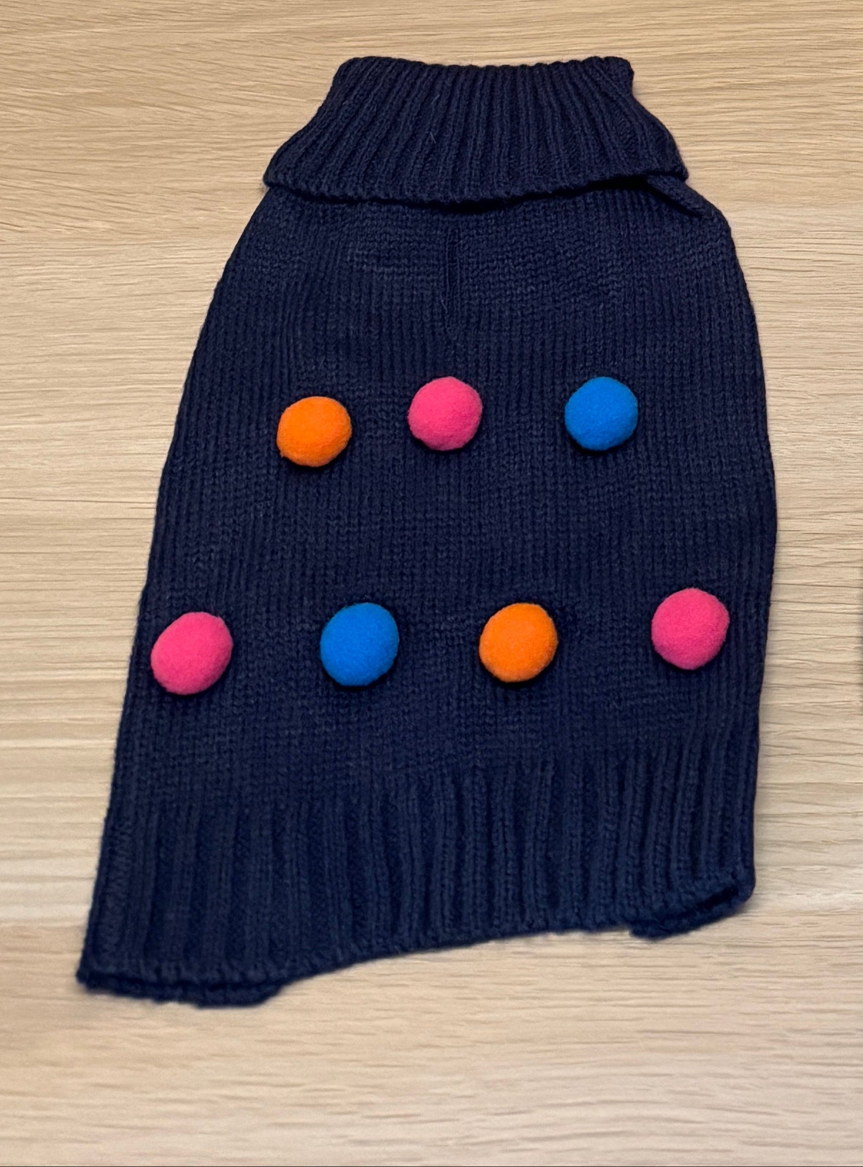 The Polka Dot Pompom Jumper in Midnight Blue