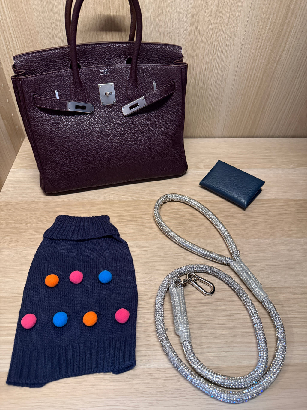 The Polka Dot Pompom Jumper in Midnight Blue